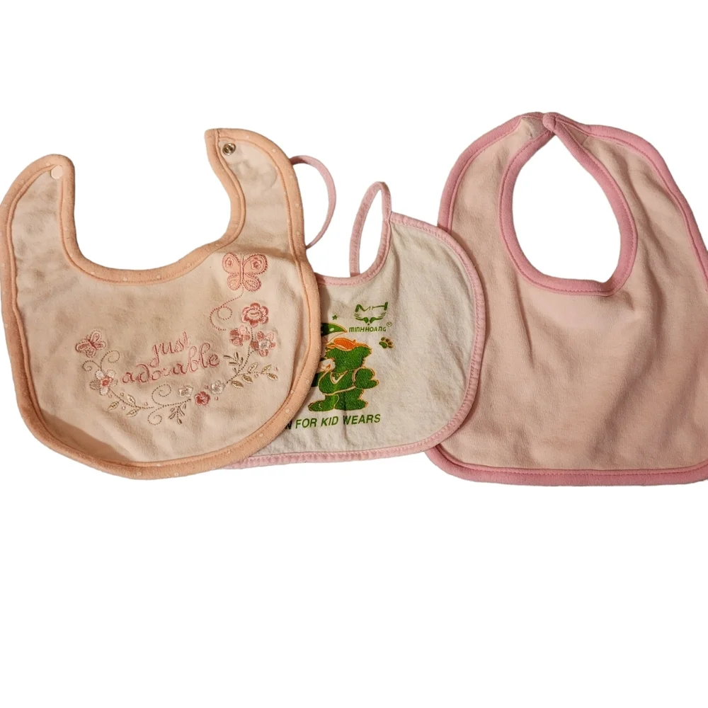 Lot First Impressiond Baby Blanket Bath Towel 2 Washcloths 4 Bibs Pink Flowers